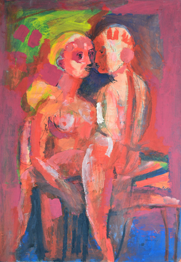 Due figure in rosso, 1974