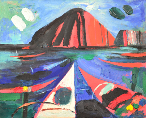 Barche in secca e montagna rossa, 1973