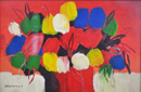 Fiori fondo rosso