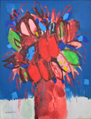 Fiori in vaso rosso