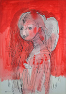 Modella fondo rosso