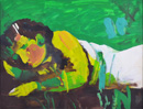 Donna sdraiata in giallo