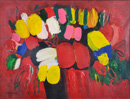 Fiori fondo rosso